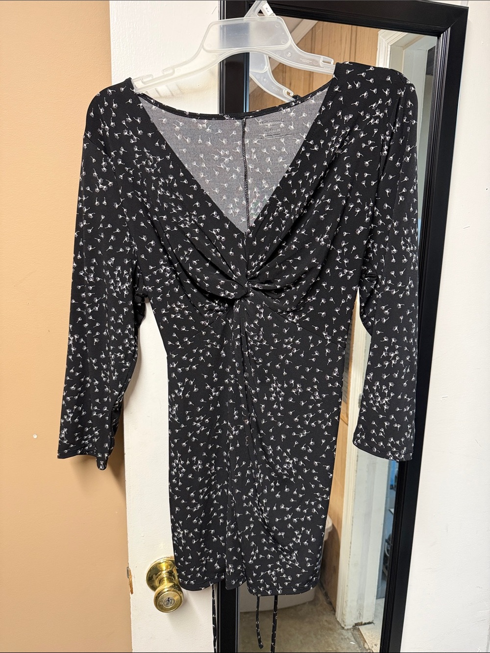 Motherhood Maternity Black Floral Twist-Front Long Sleeve Top